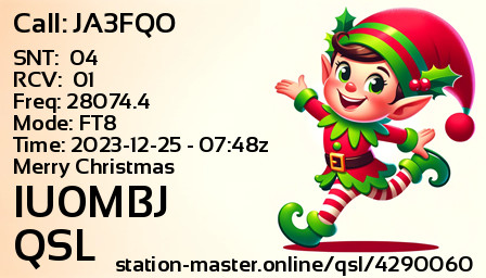 QSL Card for IU0MBJ QSO with JA3FQO