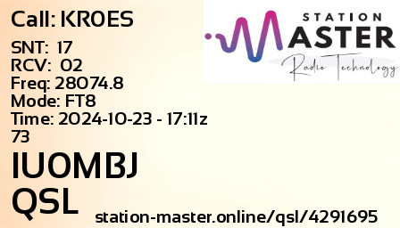 QSL Card for IU0MBJ QSO with KR0ES