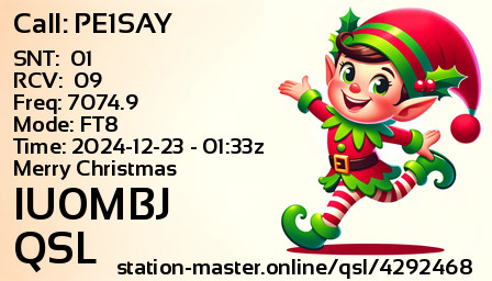 QSL Card for IU0MBJ QSO with PE1SAY