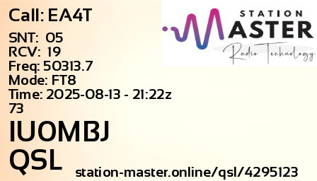 QSL Card for IU0MBJ QSO with EA4T