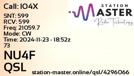 QSL Card for NU4F QSO with IO4X