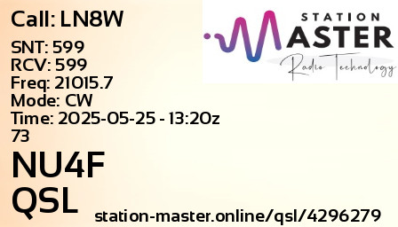 QSL Card for NU4F QSO with LN8W