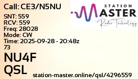 QSL Card for NU4F QSO with CE3/N5NU