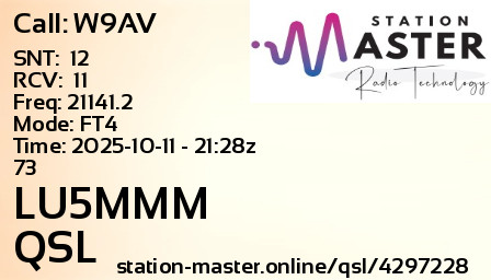 QSL Card for LU5MMM QSO with W9AV