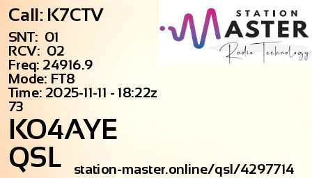 QSL Card for KO4AYE QSO with K7CTV