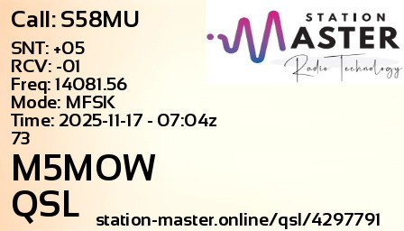 QSL Card for M5MOW QSO with S58MU