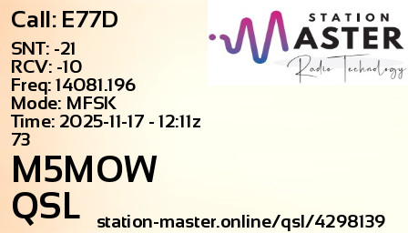 QSL Card for M5MOW QSO with E77D