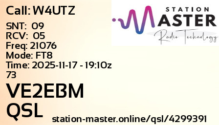 QSL Card for VE2EBM QSO with W4UTZ