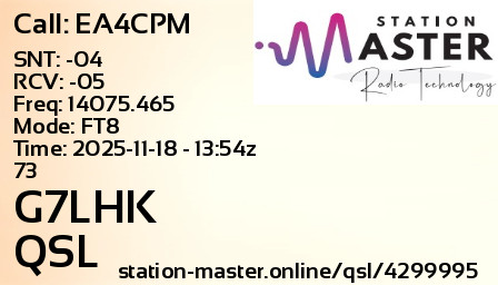 QSL Card for G7LHK QSO with EA4CPM