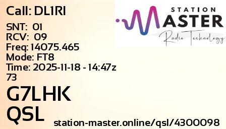 QSL Card for G7LHK QSO with DL1RI