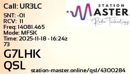 QSL Card for G7LHK QSO with UR3LC
