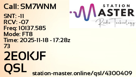 QSL Card for 2E0KJF QSO with SM7WNM