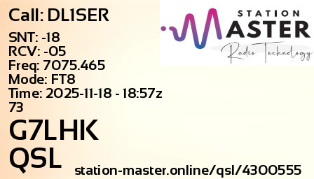 QSL Card for G7LHK QSO with DL1SER