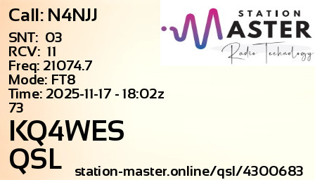 QSL Card for KQ4WES QSO with N4NJJ