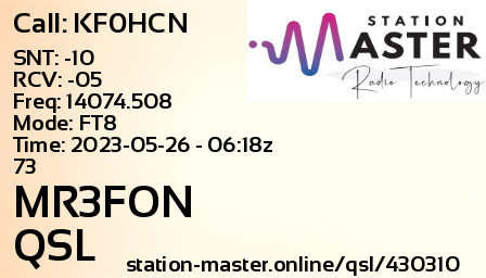QSL Card for MR3FON QSO with KF0HCN