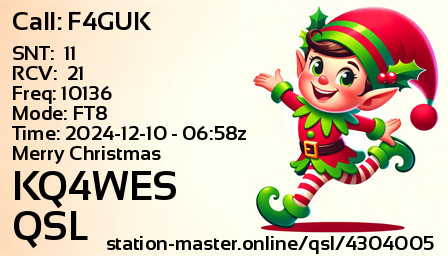 QSL Card for KQ4WES QSO with F4GUK