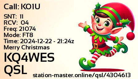 QSL Card for KQ4WES QSO with KO1U
