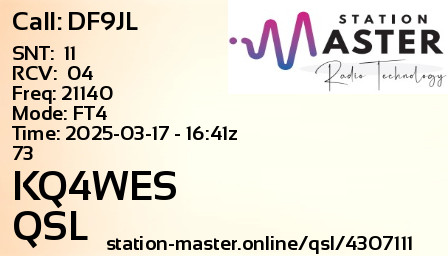 QSL Card for KQ4WES QSO with DF9JL