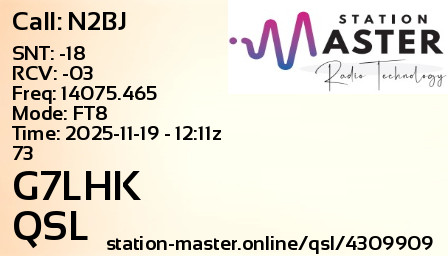 QSL Card for G7LHK QSO with N2BJ