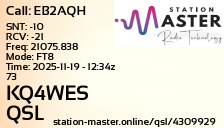 QSL Card for KQ4WES QSO with EB2AQH
