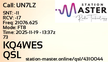 QSL Card for KQ4WES QSO with UN7LZ