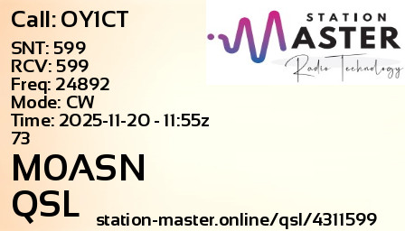QSL Card for M0ASN QSO with OY1CT