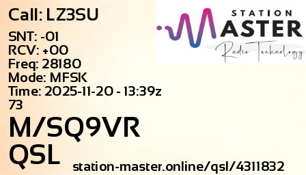QSL Card for M/SQ9VR QSO with LZ3SU