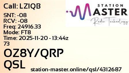 QSL Card for OZ8Y/QRP QSO with LZ1QB