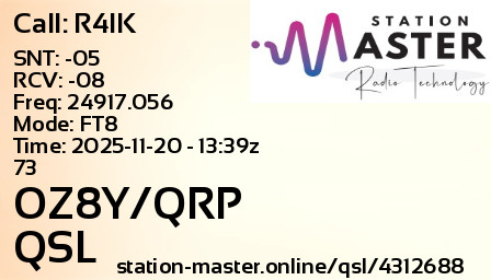 QSL Card for OZ8Y/QRP QSO with R4IK