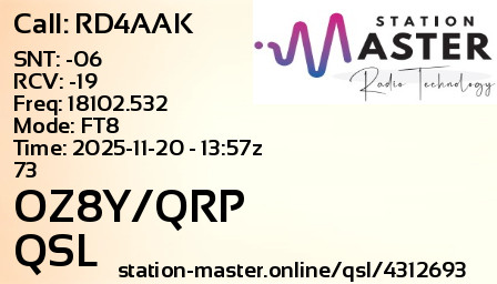 QSL Card for OZ8Y/QRP QSO with RD4AAK