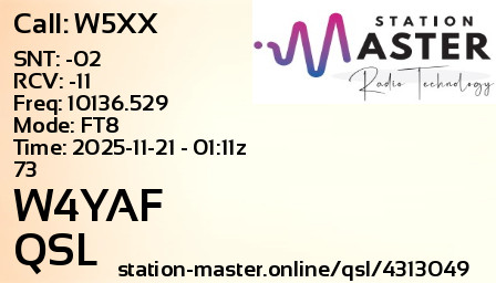 QSL Card for W4YAF QSO with W5XX