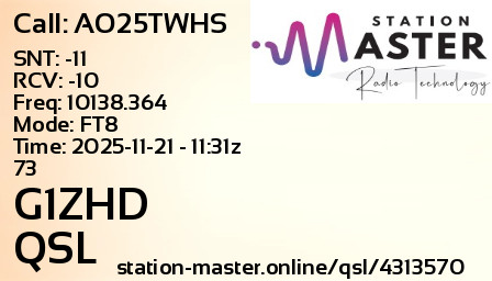 QSL Card for G1ZHD QSO with AO25TWHS