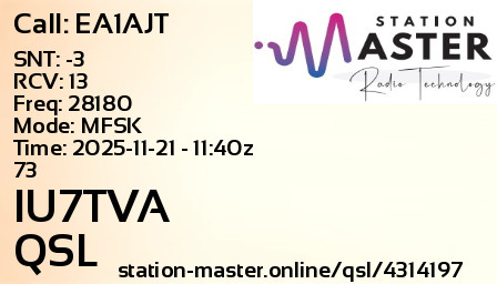 QSL Card for IU7TVA QSO with EA1AJT