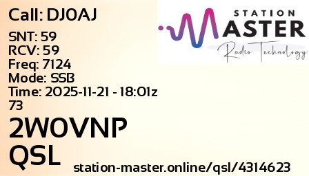 QSL Card for 2W0VNP QSO with DJ0AJ
