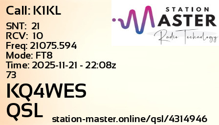 QSL Card for KQ4WES QSO with K1KL