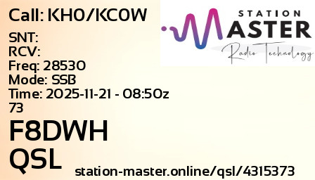 QSL Card for F8DWH QSO with KH0/KC0W