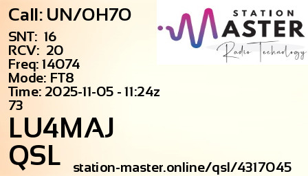 QSL Card for LU4MAJ QSO with UN/OH7O