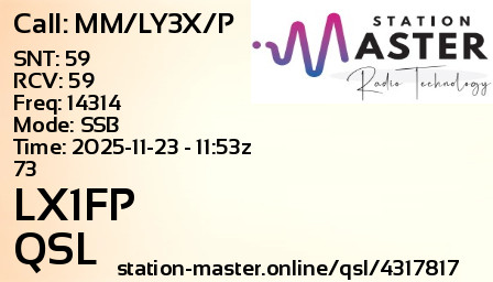 QSL Card for LX1FP QSO with MM/LY3X/P