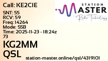 QSL Card for KG2MM QSO with KE2CIE