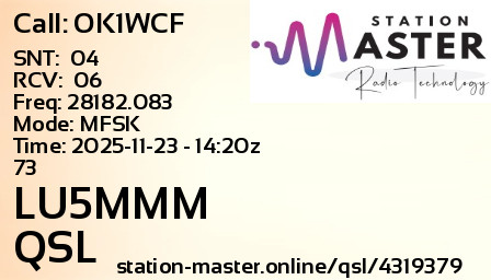 QSL Card for LU5MMM QSO with OK1WCF