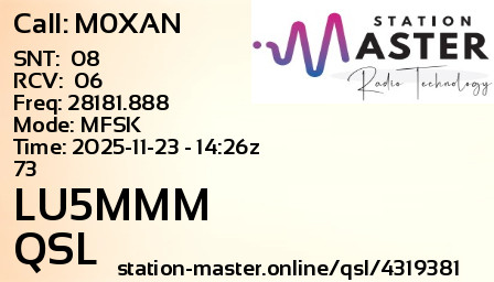 QSL Card for LU5MMM QSO with M0XAN