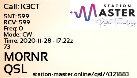 QSL Card for M0RNR QSO with K3CT