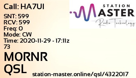 QSL Card for M0RNR QSO with HA7UI