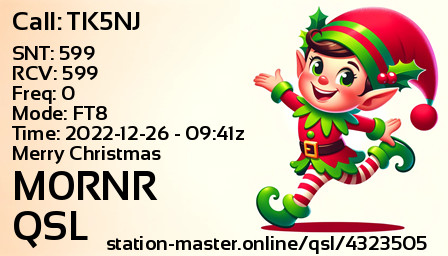 QSL Card for M0RNR QSO with TK5NJ