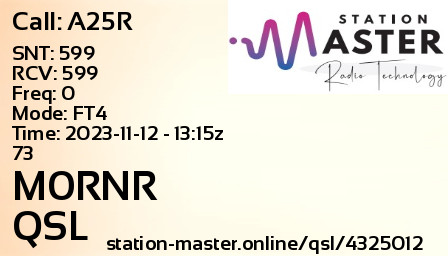 QSL Card for M0RNR QSO with A25R