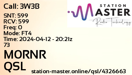 QSL Card for M0RNR QSO with 3W3B