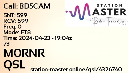 QSL Card for M0RNR QSO with BD5CAM