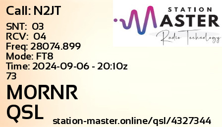 QSL Card for M0RNR QSO with N2JT