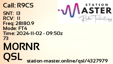 QSL Card for M0RNR QSO with R9CS