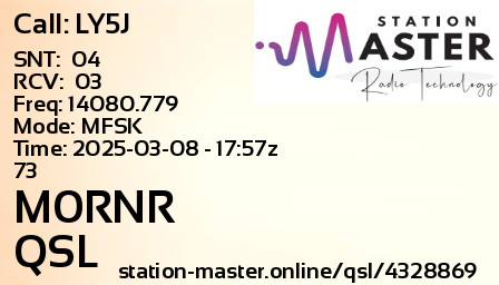 QSL Card for M0RNR QSO with LY5J